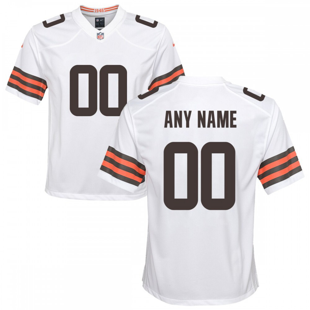 Nike Cleveland Browns Youth Custom Game Jersey - White-GridironStore